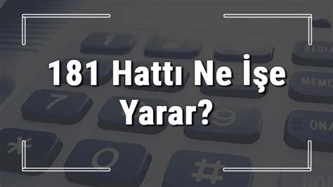 181 Neyin Numarası ve Hangi Hizmetleri Sunar?