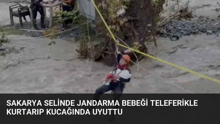 Sakarya Selinde Jandarma Bebeği Teleferikle Kurtarıp Kucağında Uyuttu